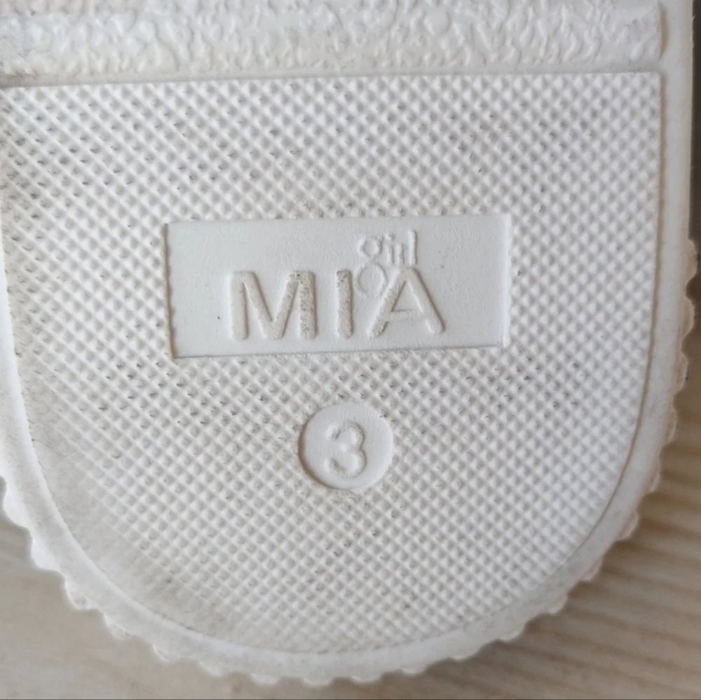 Girl Mia Ankle Strap Platform Sandals,  White with Silver Rhinestones Size 3